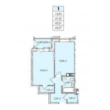 1-комн. квартира в ЖК Собрание, 44.37 м²