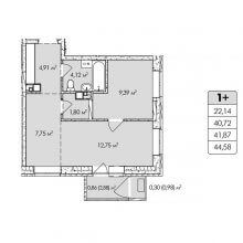 2-комн. евро квартира в ЖК Собрание, 44.58 м²