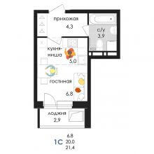 Студии в ЖК Логика, 21.40 м²