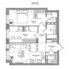 3-комн. евро квартира в ЖК Slide, 61.20 м²