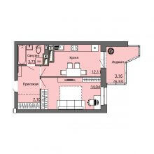 1-комн. квартира в ЖК Bright Life, 40.14 м²