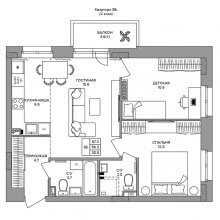 1-комн. квартира в ЖК Формат, 57.30 м²