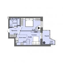 2-комн. евро квартира в ЖК Bright Life, 43.28 м²