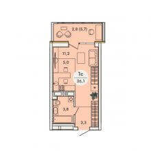 Студии в ЖК Кинетика, 26.10 м²