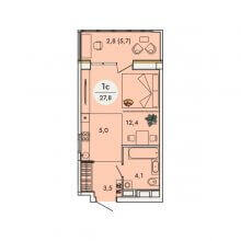 Студии в ЖК Кинетика, 27.80 м²