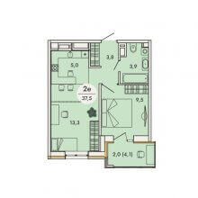 2-комн. евро квартира в ЖК Кинетика, 37.50 м²
