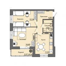 2-комн. квартира в ЖК Bright Life, 51.95 м²