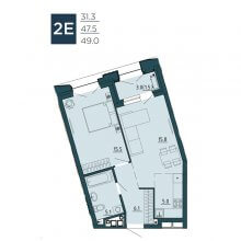 2-комн. евро квартира в ЖК Дом на Советской, 49.00 м²