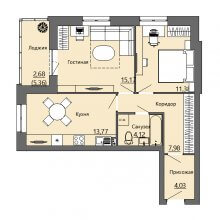 2-комн. квартира в ЖК Bright Life, 59.13 м²