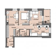 3-комн. квартира в ЖК Bright Life, 69.31 м²