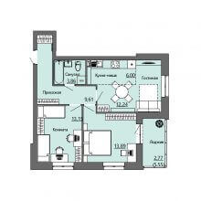 3-комн. евро квартира в ЖК Bright Life, 61.52 м²