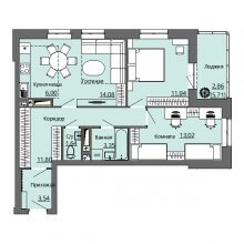 3-комн. евро квартира в ЖК Bright Life, 68.23 м²