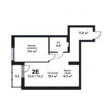 2-комн. евро квартира в ЖК Петропавловский, 56.20 м²