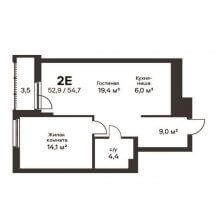 2-комн. евро квартира в ЖК Петропавловский, 54.70 м²