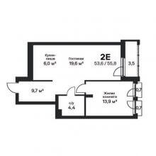 2-комн. евро квартира в ЖК Петропавловский, 55.80 м²