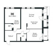 3-комн. евро квартира в ЖК Петропавловский, 89.00 м²