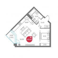 Студии в ЖК Кама, 48.60 м²