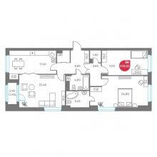 3-комн. квартира в ЖК Кама, 109.55 м²