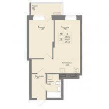 2-комн. евро квартира в ЖК Август, 43.43 м²