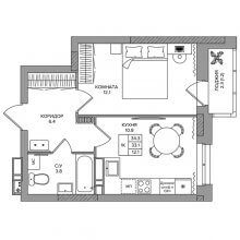 1-комн. квартира в ЖК Quatro, 34.30 м²