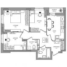 3-комн. квартира в ЖК Quatro, 66.10 м²