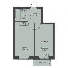 1-комн. квартира в ЖК Альфа Дом на Вильямса, 5А, 36.60 м²