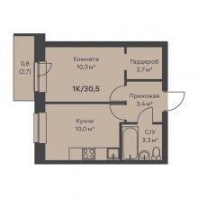 1-комн. квартира в ЖК Альфа Дом на Вильямса, 5А, 30.50 м²