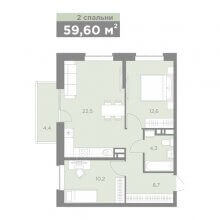 3-комн. евро квартира в ЖК Старт, 59.60 м²
