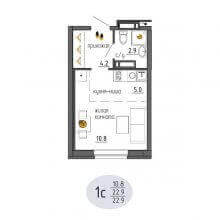 Студии в ЖК Утро, 22.90 м²