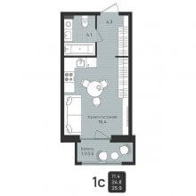 Студии в ЖК Ракета-дом Беляева, 25.90 м²