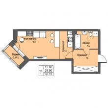 Студии в ЖК Атриум Парк, 35.10 м²