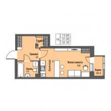 Студии в ЖК Атриум Парк, 32.30 м²