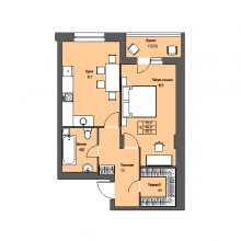 1-комн. квартира в ЖК Атриум Парк, 50.50 м²