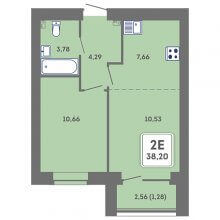 2-комн. евро квартира в ЖК Романтик, 38.20 м²