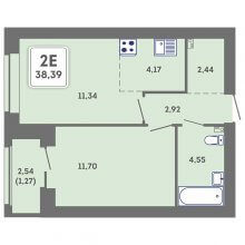 2-комн. евро квартира в ЖК Романтик, 38.39 м²