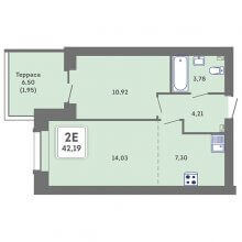 2-комн. евро квартира в ЖК Романтик, 42.19 м²