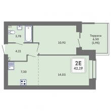 2-комн. евро квартира в ЖК Романтик, 42.19 м²