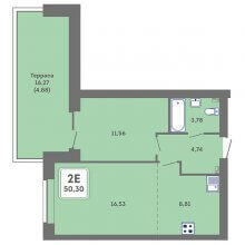 2-комн. евро квартира в ЖК Романтик, 50.30 м²