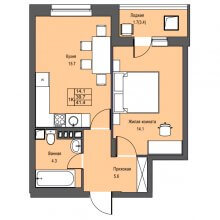 1-комн. квартира в ЖК Атриум Парк, 41.40 м²