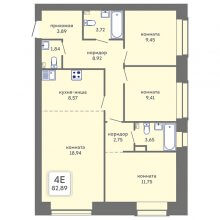 3-комн. евро квартира в ЖК Романтик, 82.89 м²