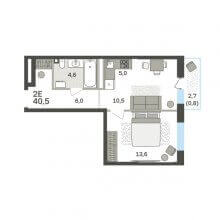 2-комн. евро квартира в ЖК Гренхольм, 40.50 м²
