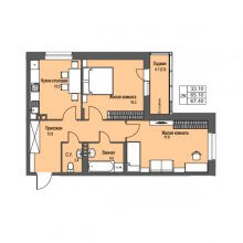 2-комн. квартира в ЖК Атриум Парк, 67.40 м²