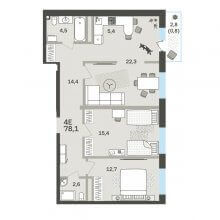 3-комн. евро квартира в ЖК Гренхольм, 78.10 м²
