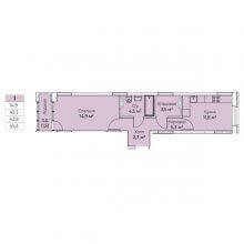1-комн. квартира в ЖК Ветлан, 45.30 м²