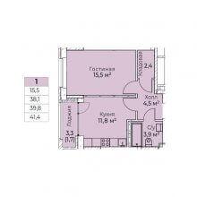 1-комн. квартира в ЖК Ветлан, 41.40 м²