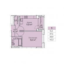 1-комн. квартира в ЖК Ветлан, 40.30 м²