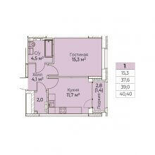 1-комн. квартира в ЖК Ветлан, 40.40 м²
