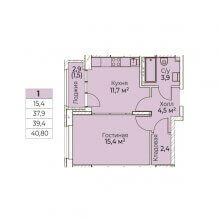 1-комн. квартира в ЖК Ветлан, 40.80 м²