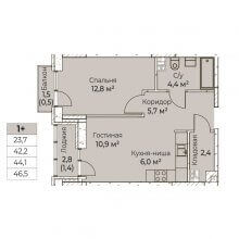 2-комн. евро квартира в ЖК Ветлан, 56.50 м²