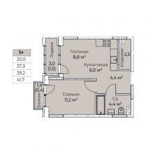 2-комн. евро квартира в ЖК Ветлан, 41.70 м²